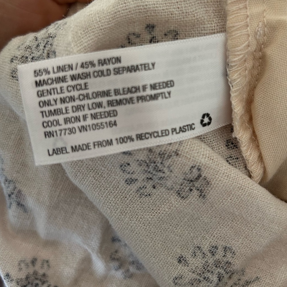 a new day Linen Blend Cream Print Casual Shorts medium - Picture 3 of 4